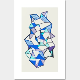 Geometric pattern cool blue unique Posters and Art